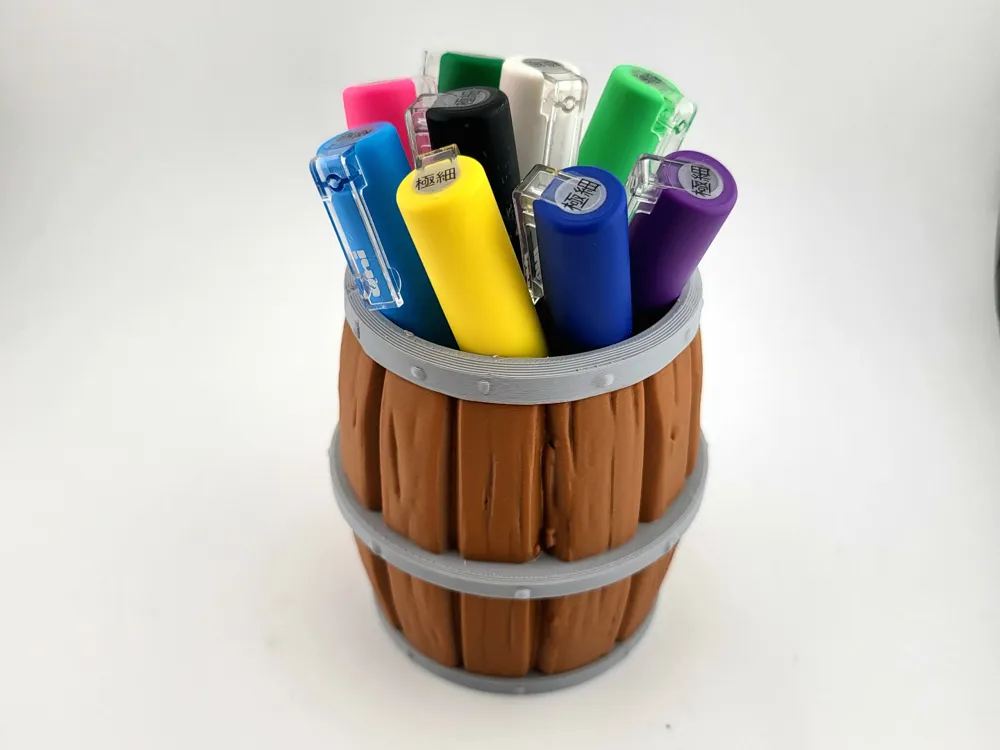 pen and brush holder and tools rum barrel