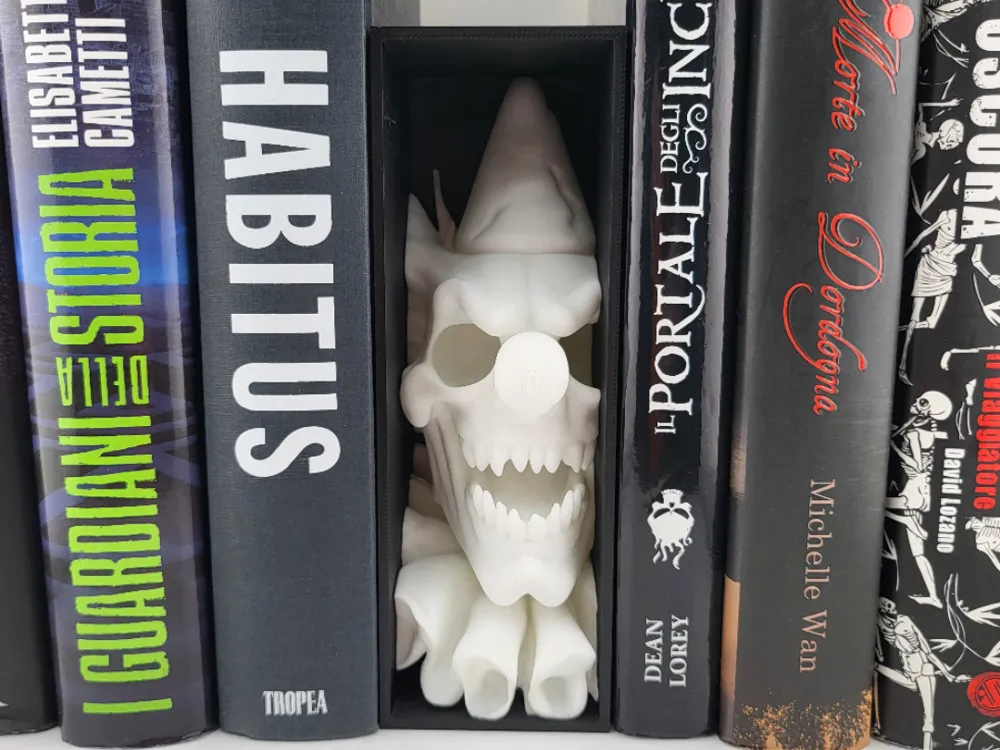 Evil Clown Skull Book Nook Creepy Horror Decor