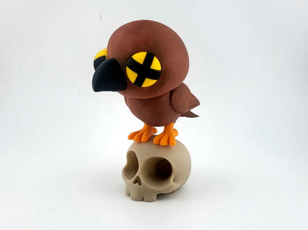 Kawaii Crow with Skull Base SWEET Cute 3D Print