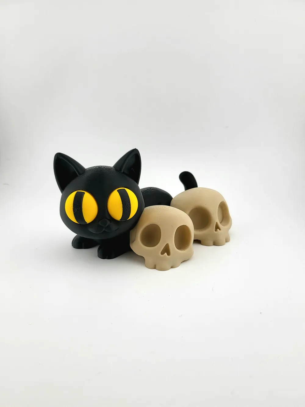 Black Cat & Skulls Modello 3D Cute & Gothic no ams thumbnail 2