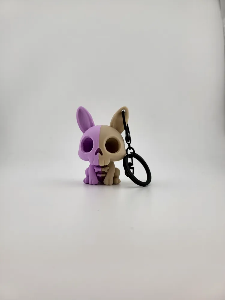 Kawaii Skeleton Bunny Keychain Cute Creepy Charm thumbnail 2