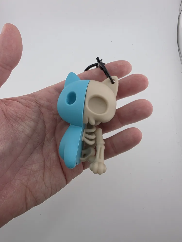 Kawaii Cat Skeleton - Cute and Creepy Charm thumbnail 2
