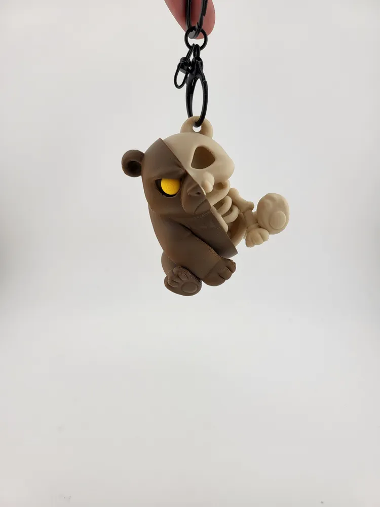 Kawaii Skeleton Bear Keychain - Cute Skull Keyring thumbnail 4