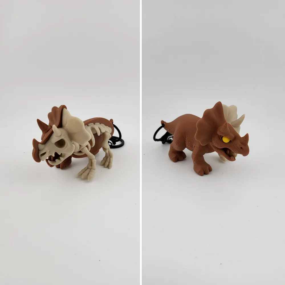 Kawaii Triceratops Keychain Cute Dinosaur Charm thumbnail 2