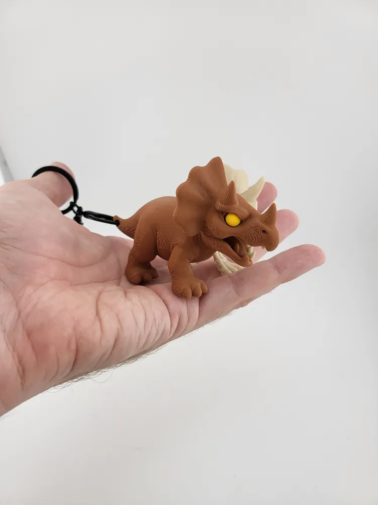 Kawaii Triceratops Keychain Cute Dinosaur Charm thumbnail 3