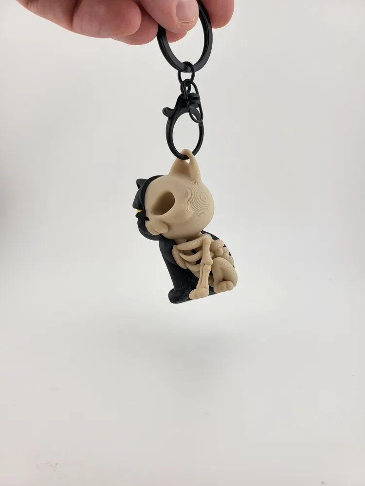 Kawaii Cat Skeleton Keychain sweet cats keyring thumbnail 2