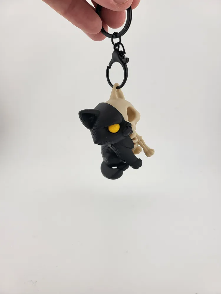 Kawaii Cat Skeleton Keychain sweet cats keyring thumbnail 3