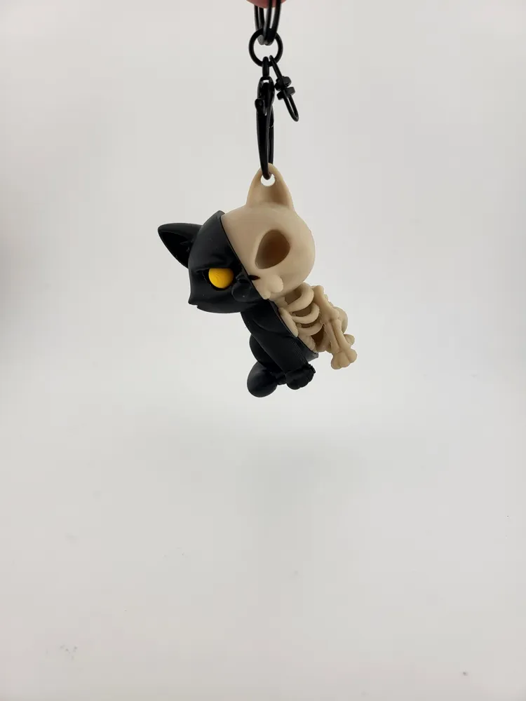 Kawaii Cat Skeleton Keychain sweet cats keyring thumbnail 4