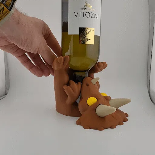 Triceratops Wine Bottle Holder Kawaii Dinosaur thumbnail 2