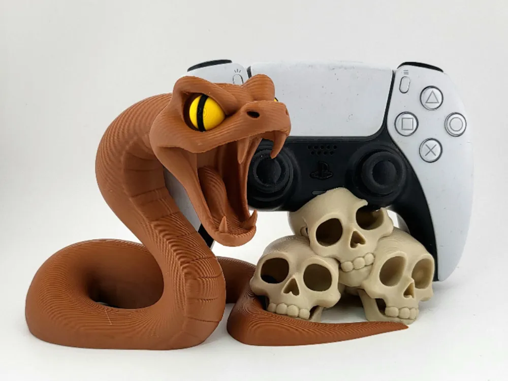 Snake Skull PS5 Controller Holder Horror Diorama
