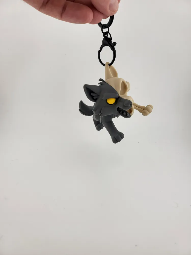 Kawaii Wolf Skeleton Keychain Cute Animal Keyring thumbnail 2