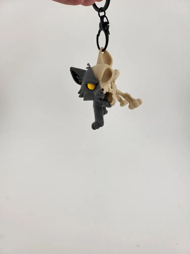 Kawaii Wolf Skeleton Keychain Cute Animal Keyring thumbnail 3