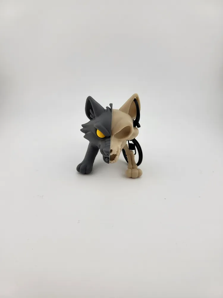 Kawaii Wolf Skeleton Keychain Cute Animal Keyring thumbnail 4