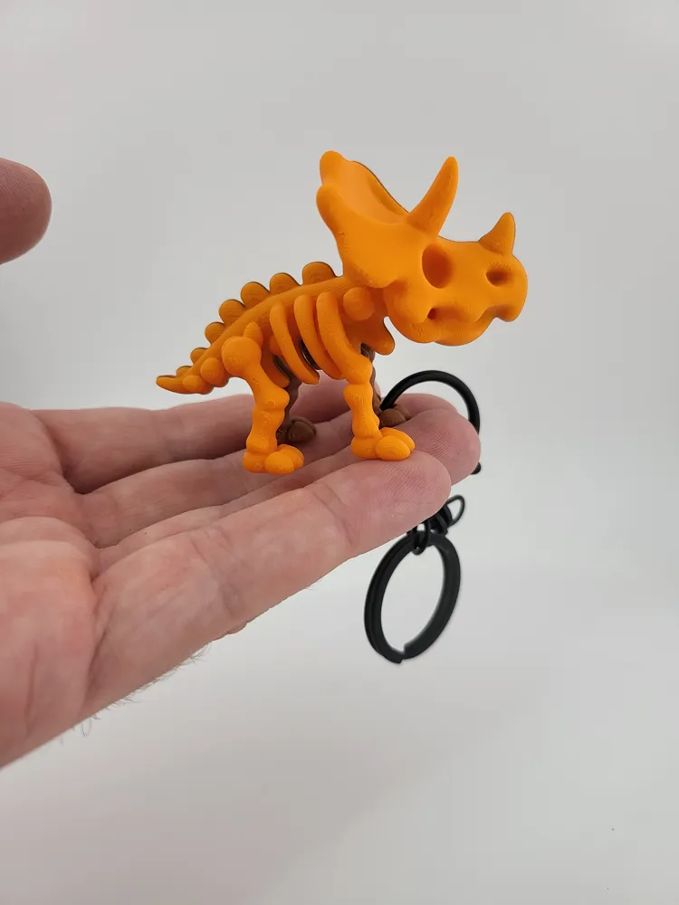 Kawaii Triceratops Keychain Cute Dinosaur key thumbnail 2