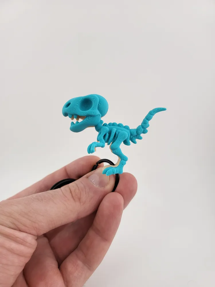 Kawaii Velociraptor Skeleton Keychain Dinosaur thumbnail 2