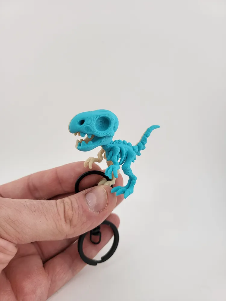 Kawaii Velociraptor Skeleton Keychain Dinosaur thumbnail 3
