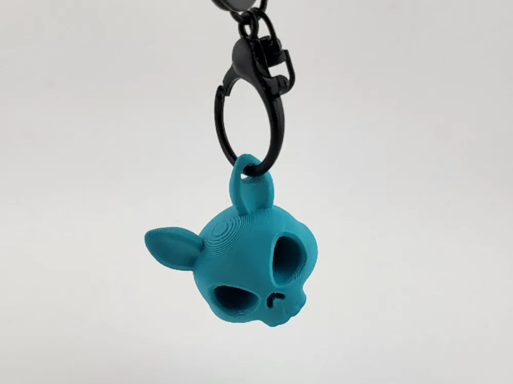 Blue Bunny Skull Keychain kawaii