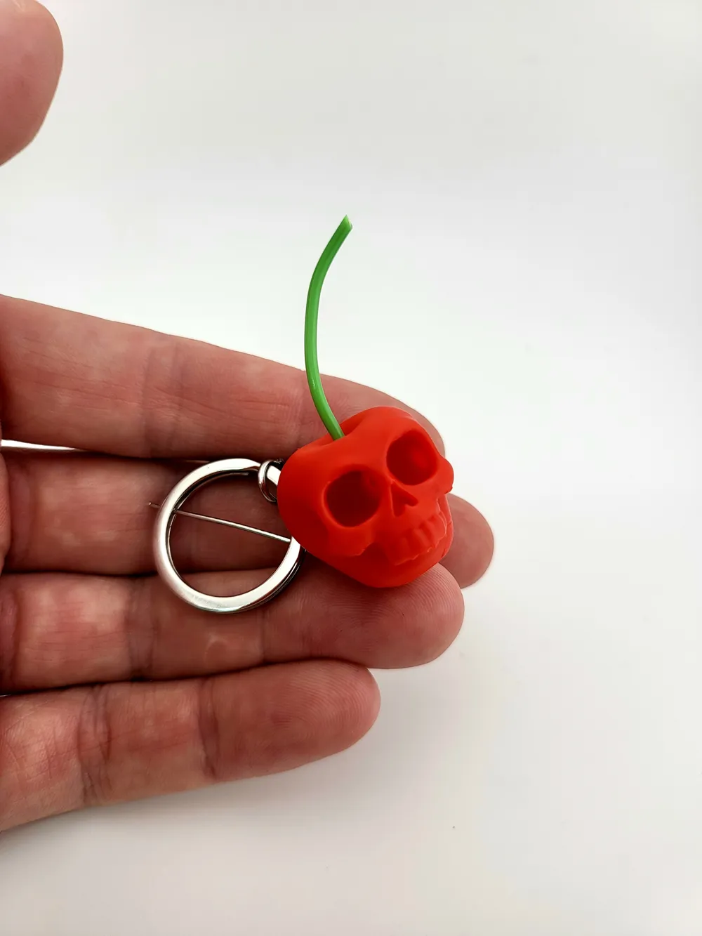 Skull Cherry Keychain Kawaii Spooky Fruit Charm thumbnail 2
