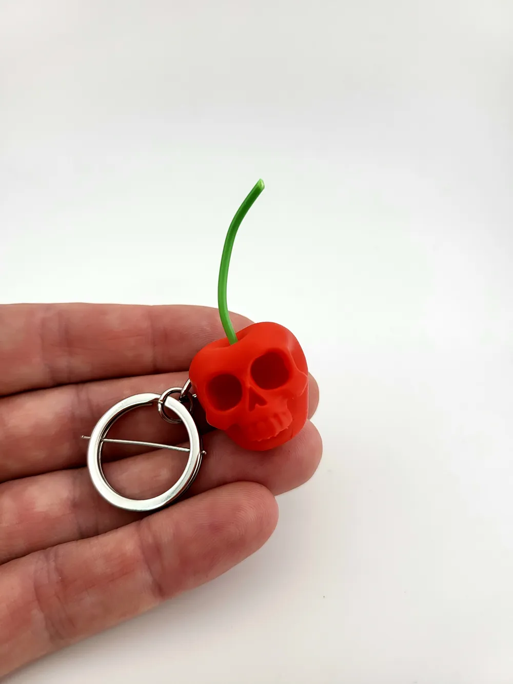 Skull Cherry Keychain Kawaii Spooky Fruit Charm thumbnail 3