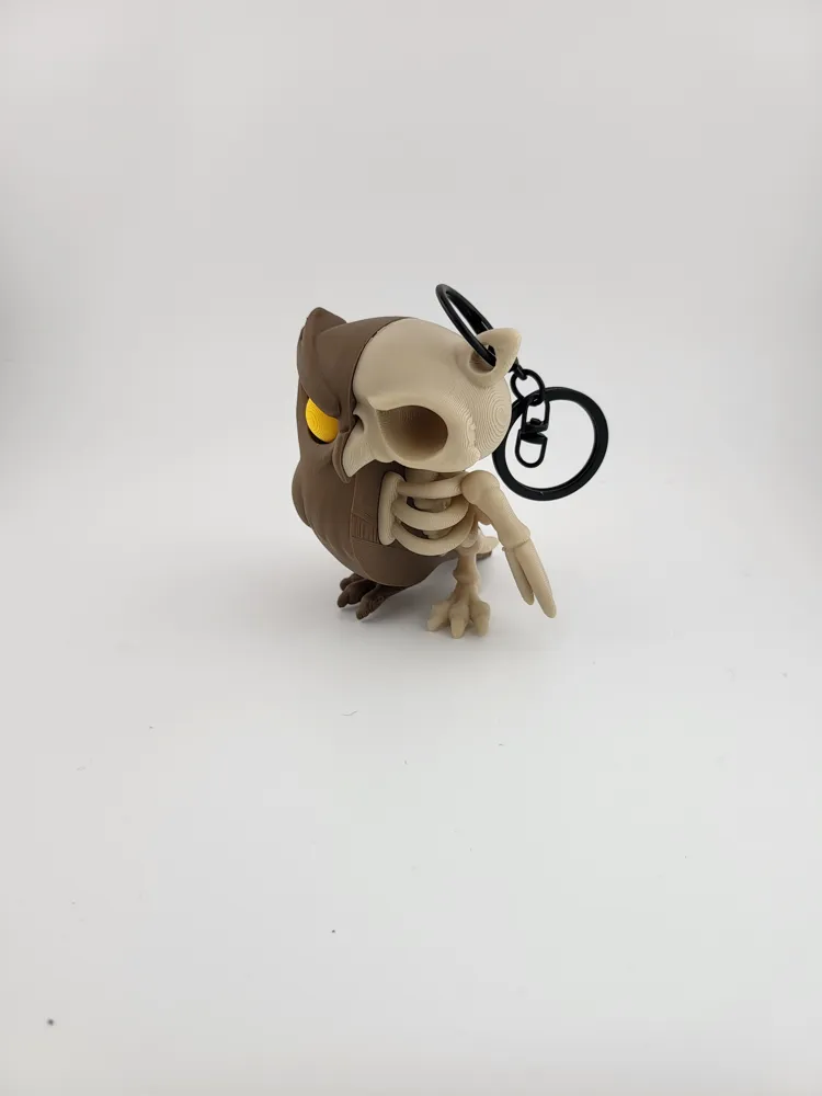 Kawaii Skeleton Owl Keychain Cute Bone Bird Charm thumbnail 2