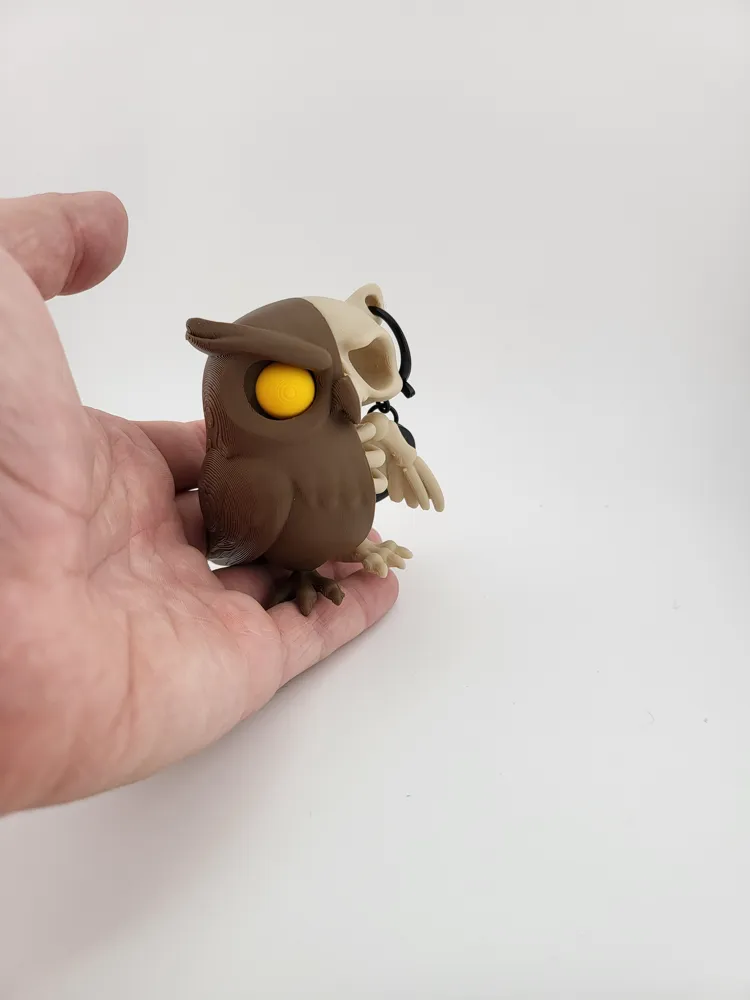Kawaii Skeleton Owl Keychain Cute Bone Bird Charm thumbnail 4