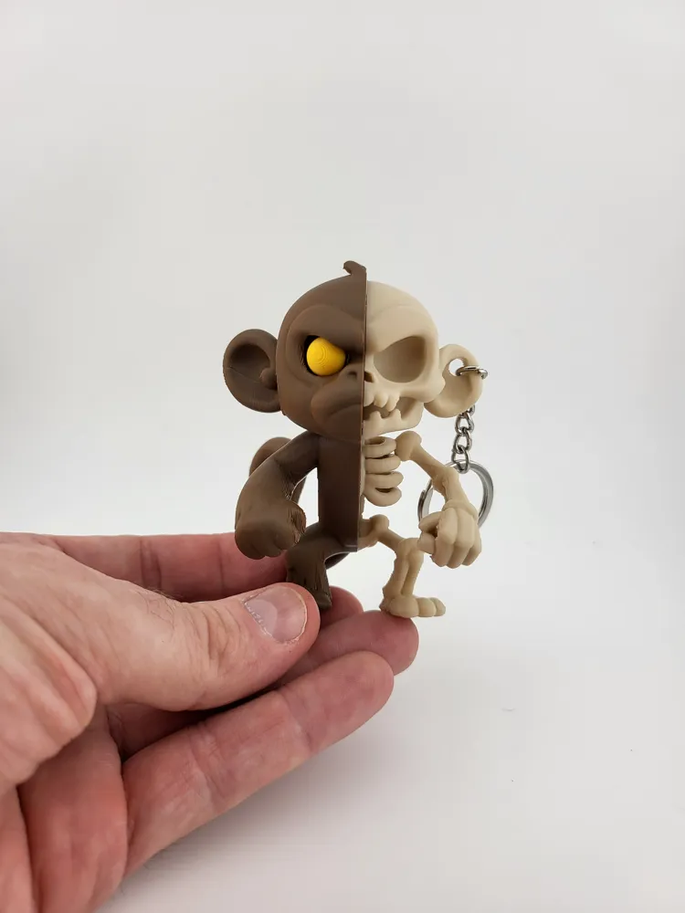 Kawaii Monkey Skeleton Keychain - Cute Charm thumbnail 2
