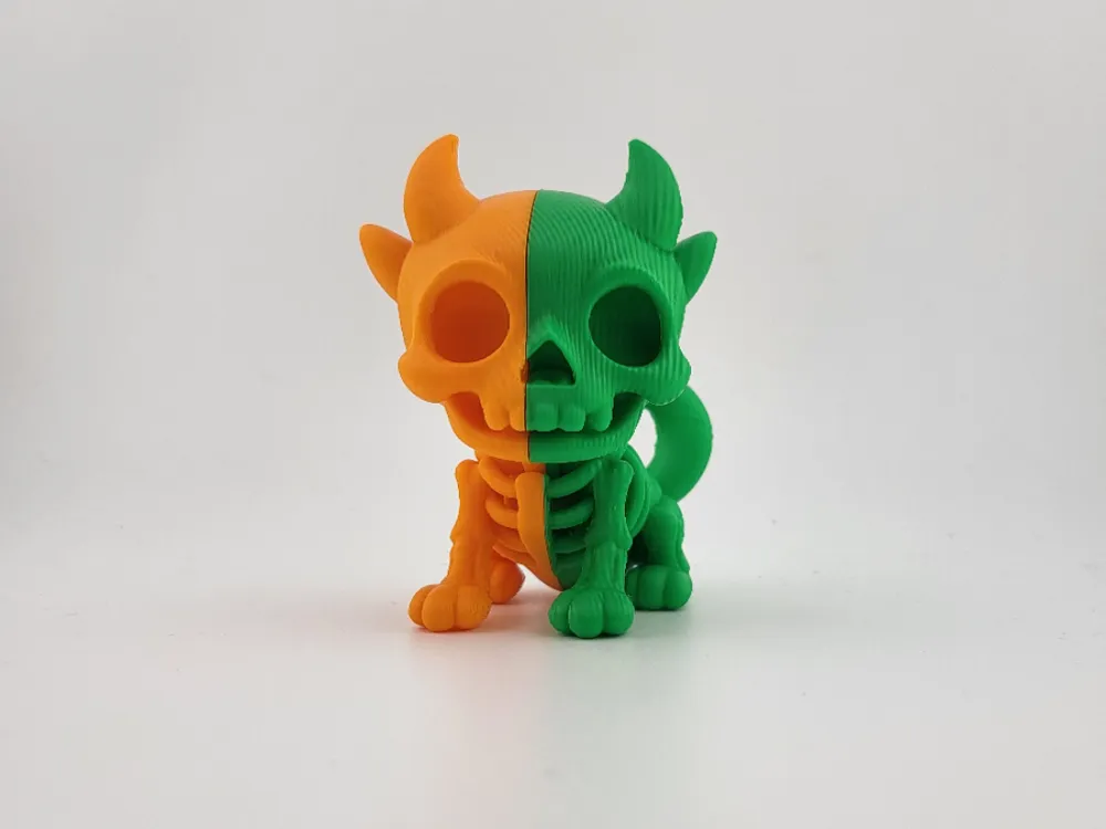 Colorful Demon Puppy Skeleton Figurine kawaii
