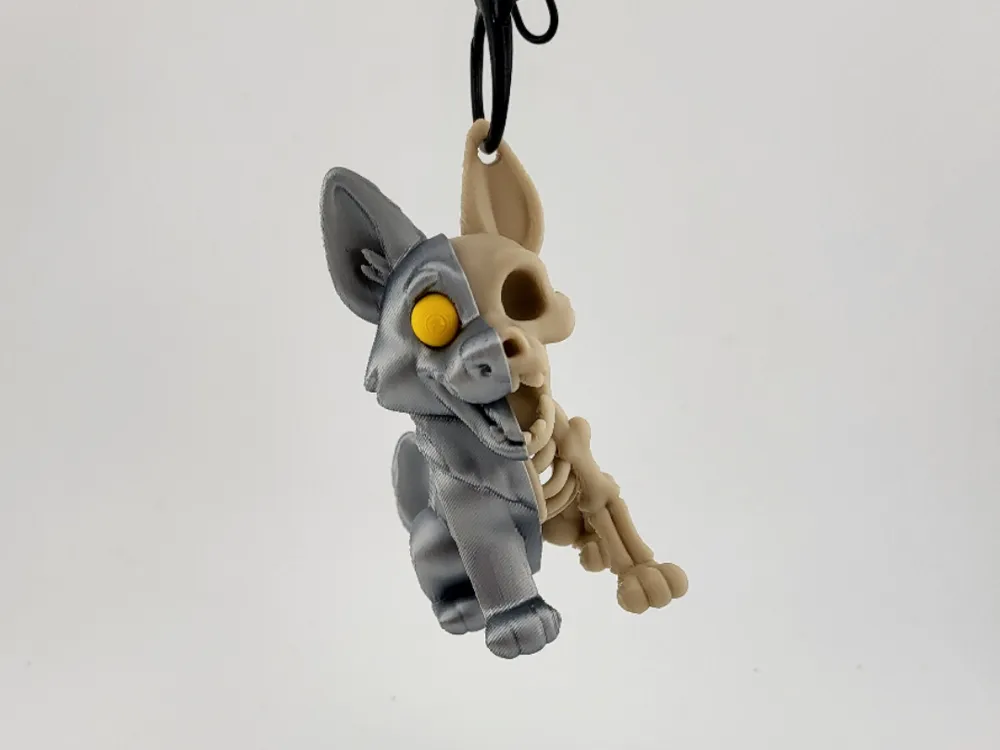 Cute Wolf Skeleton Keychain Kawaii Animal Charm