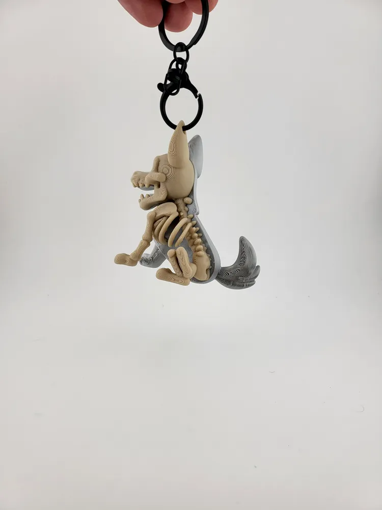 Cute Wolf Skeleton Keychain Kawaii Animal Charm thumbnail 2