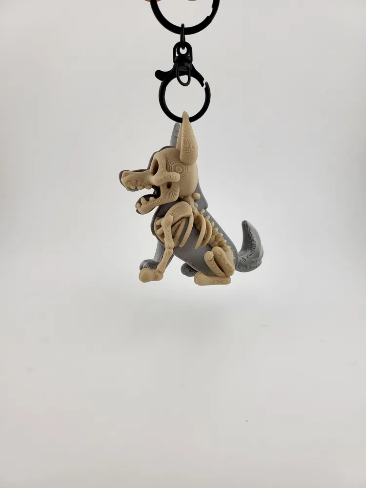 Cute Wolf Skeleton Keychain Kawaii Animal Charm thumbnail 3