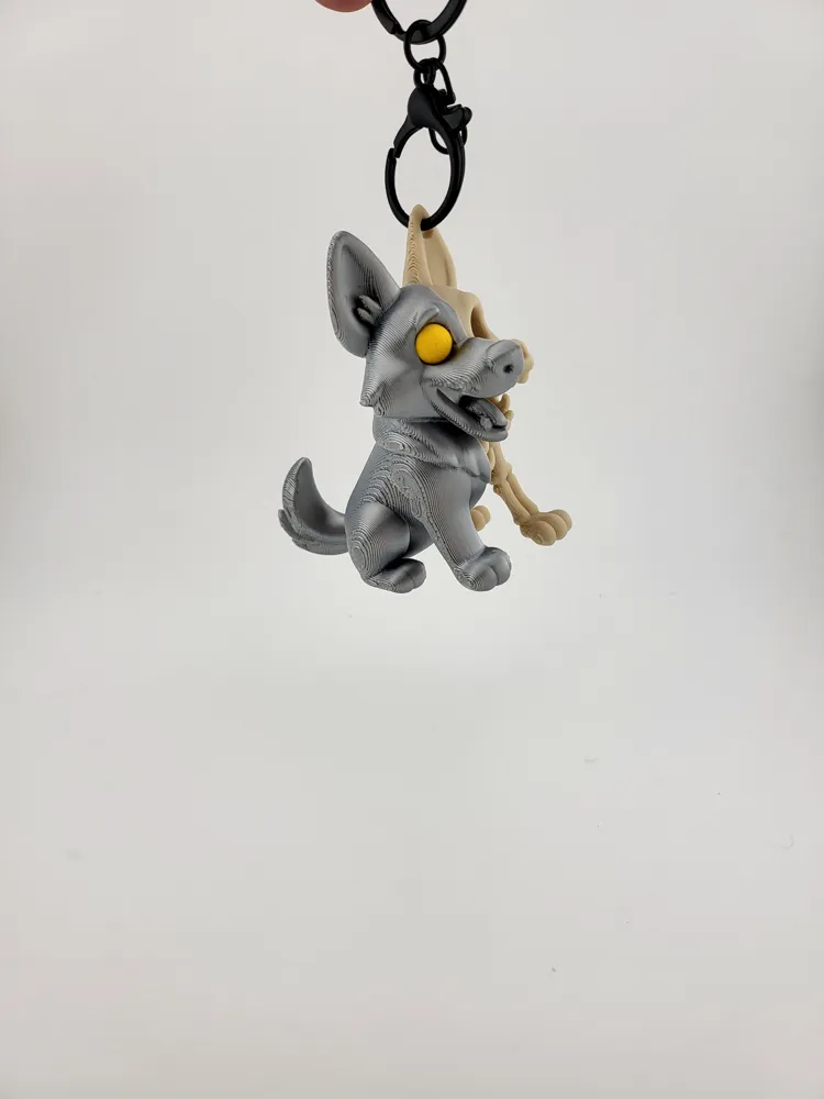 Cute Wolf Skeleton Keychain Kawaii Animal Charm thumbnail 4